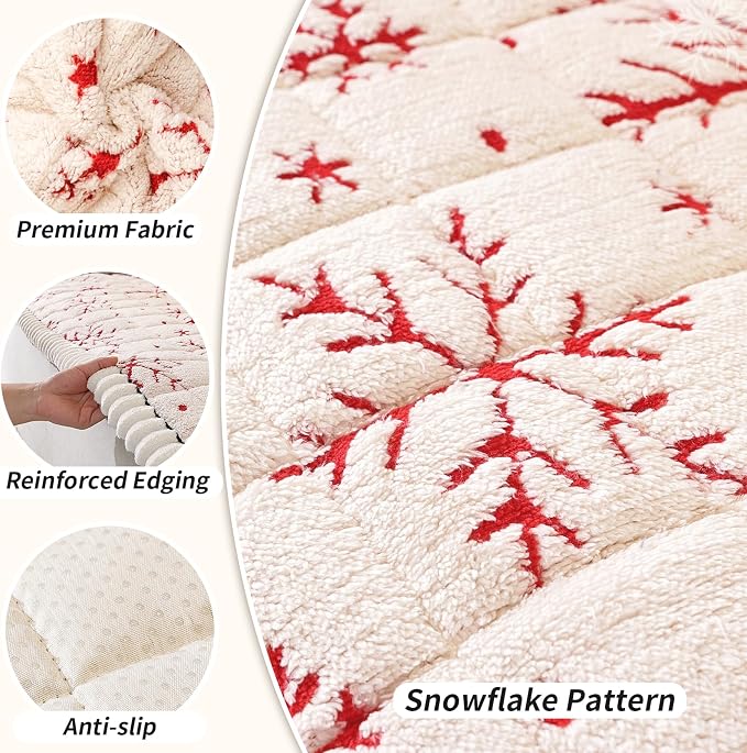 Plush Warm Sofa Cover, Pet Couch Covers for Loveseat, Sofa Covers for Pets Washable, Non-Slip Christmas Couch Cover for Dogs, Dog Couch Protector for Christams(1PC, Beige White, 27.6"×59") - Image 5