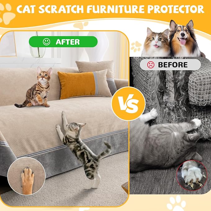 Waterproof Non-Slip Couch Cover for Pets & Dogs, Khaki 79" x 150" | Pet Sofa Cover, Washable, Pet Friendly, Anti Cat Scratch, Furniture Protector, for 3 Cushion Couch Sectional L Shaped Sofa - Image 6
