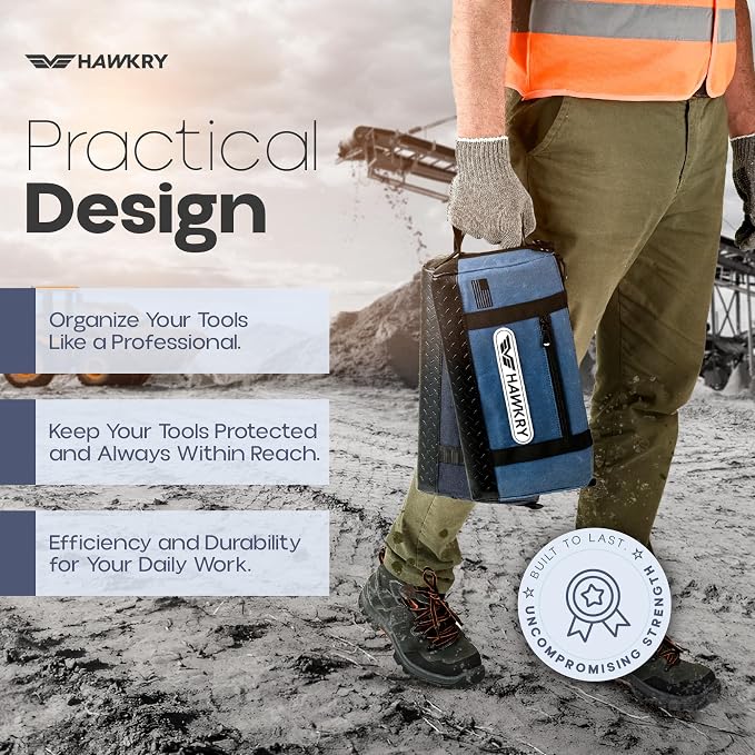 HAWKRY Heavy Duty Canvas Tool Bag Set of 2 – Waterproof Canvas Zipper Pouch, Garden Tool Bag, Construction Bags Heavy Duty, Small Zipper Pouch, Motorcycle Tool, Multipurpose Fishing Bag - Image 5