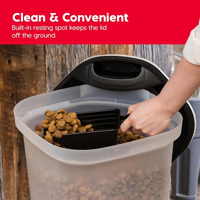 IRIS USA Pet Food Storage Container 25 lbs, Premium 60% Improved Airtight Seal with Air Valve, 2 Cup Scoop, Removable Wheels, Easy to Open - Made in the USA, Black - Image 5