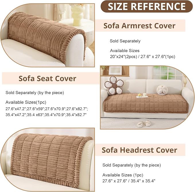 OstepDecor Couch Cover for Dogs, Washable Non Slip Sofa Cover for Pets, Soft Couch Covers for Sofa, Loveseat and Sectional, Furniture Protector Against Pet Hair & Scratches (35.4" x 63", Brown) - Image 3