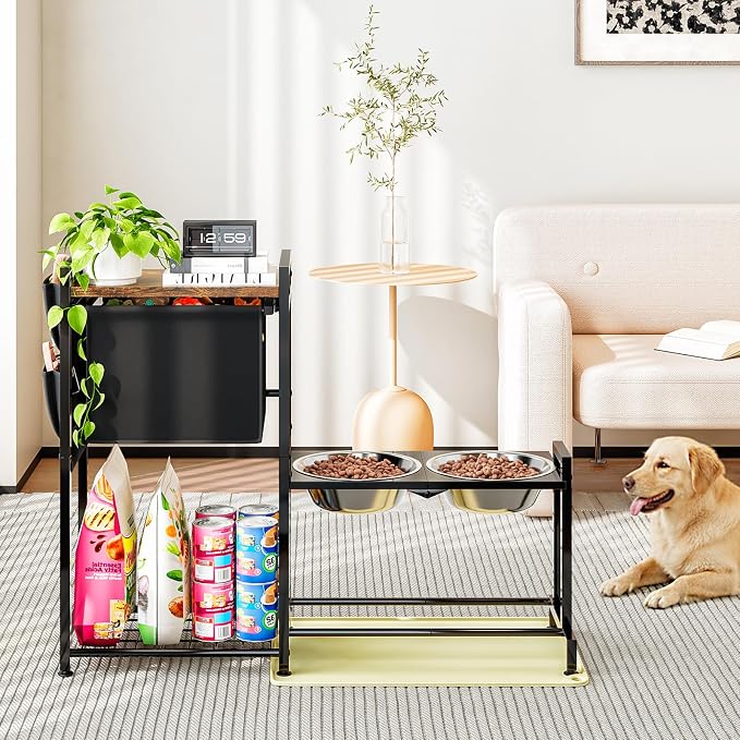 INGIORDAR Dog Bowls Elevated 3 Height Adjustable Feeding Station Storage | Metal Pet Food Feeder Dish Station Non-Slip Dog Bowl Stand Stainless Steel Food Water Bowl for Medium Large Small Dogs - Image 8