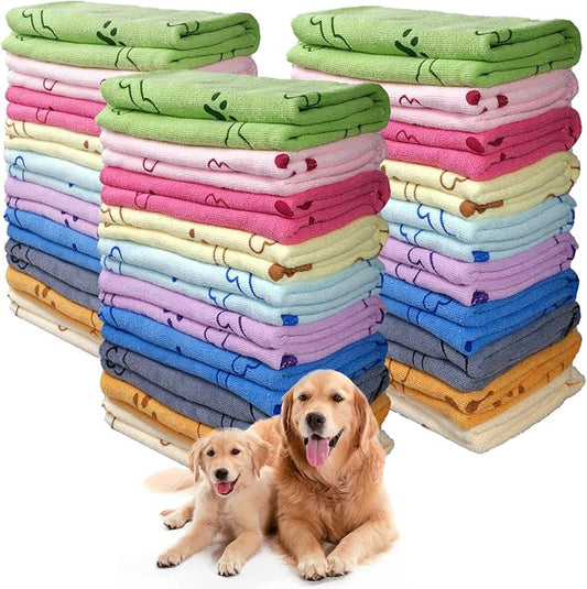 30 Pcs Dog Towels for Drying Dogs Bulk 20 x 40 Inch Quick Drying Pet Bath Towels Colorful Pet Grooming Towel Absorbent Microfiber Towel for Small Medium Large Dog Puppy Cat (Multicolor) by SENONAPO