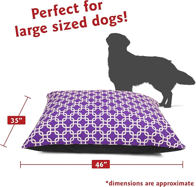 Majestic Pet Super Value Large Rectangle Washable Non Slip Comfy Dog Bed - Crate Kennel Bed for Large Breeds 46 x 35 Inch - Links Purple - Image 2