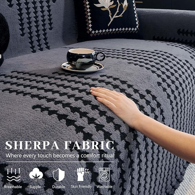 Non Slip Couch Covers for Cushion Couch Sofa, Pet Friendly Sofa Covers Washable, Heavy Duty Scratch Resistant Furniture Cover for Dogs, 71" x 91", Gray - Image 2