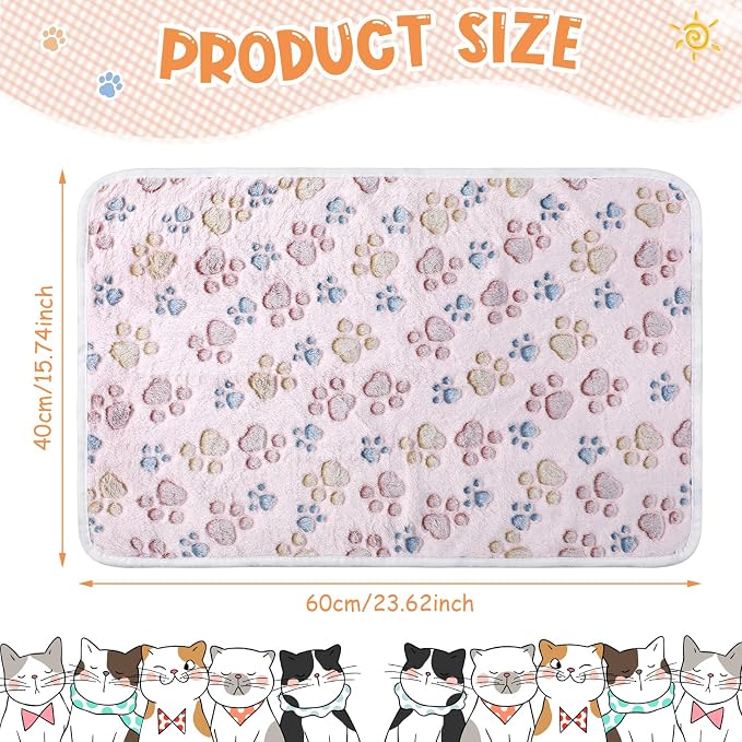 Tatuo 4 Pack Fleece Dog Blankets for Puppy Cats Multi-Size Sleep Mat for Pet Guinea Pig Soft Washable Warm Crate Bed Puppy Teething Toys Print Pattern Blanket Indoor(Beige,24 x 16 Inch,Paw) - Image 7