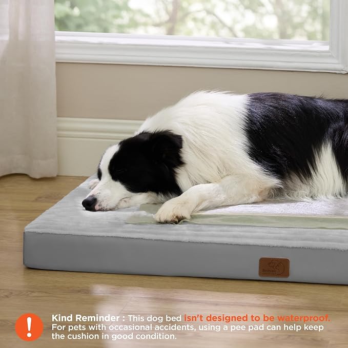 Bedsure ComfyFleece XL Dog Bed for Crate with Washable Cover, 41x27 | Orthopedic Egg Crate Foam Pet Mat,Removable Cover, Nonslip Bottom,Not Waterproof,Not Chewproof,For Extra Large Breeds ≤70lbs - Image 2