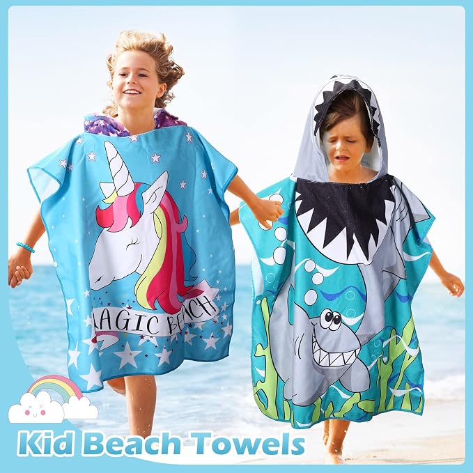 Oudain 6 Pcs Kids Hooded Towel Kids Bath Towels with Hood Microfiber Baby Pool Beach Towel for Boy Girls Toddler(47 x 24 Inch,Trendy Style) - Image 6