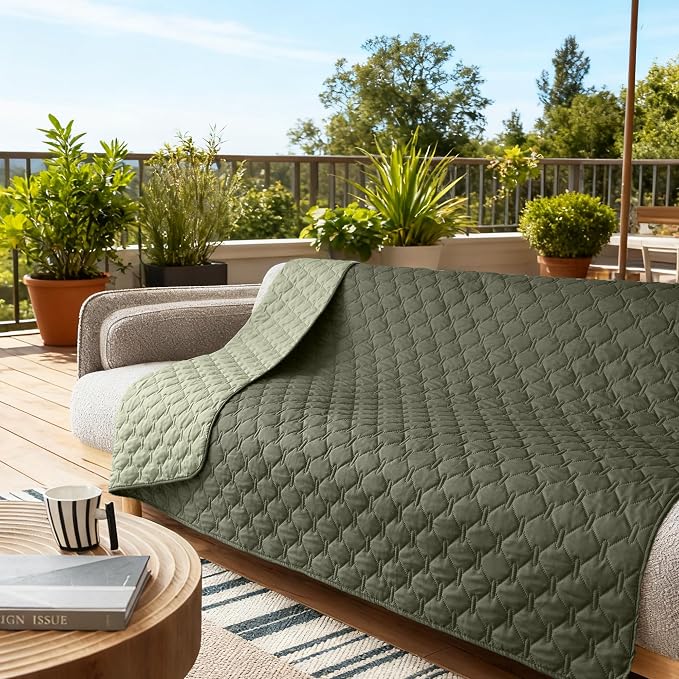 gogobunny 100% Double Sided Waterproof Dog Blanket Soft Pet Bed Cover Reversible Protect Furniture Couch Sofa Car for Puppy Large Dog Cat (Dark Olive/Light Olive, 82x102 Inch (Pack of 1)) - Image 9