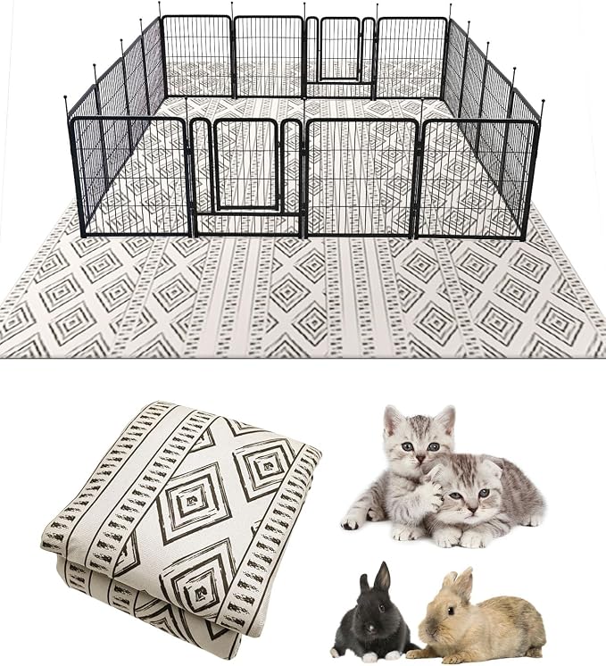 BNOSDM 91" X 63" Washable Bunny Cage Liners Large Rug for Rabbits Large Non Slip Pad for Bunnies Resuable Rabbit Liner for Chinchillas Cats by BNOSDM