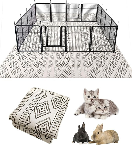 BNOSDM 91" X 63" Washable Bunny Cage Liners Large Rug for Rabbits Large Non Slip Pad for Bunnies Resuable Rabbit Liner for Chinchillas Cats by BNOSDM