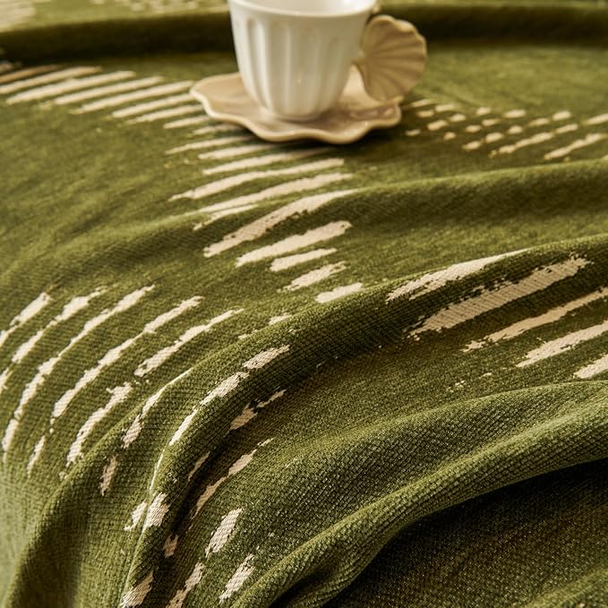 Green Geometric Couch Cover for 3 Cushion Sofa, Boho Reversible Couch Cover Sectional L Shape, Modern Home Decor Chenille Non Slip Washable Large Couch Protector for Dogs 71"x118" - Image 5