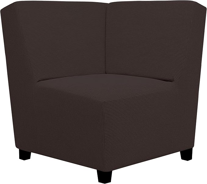 Easy-Going Stretch Soft Sectional Corner Sofa Couch Slipcover Chocolate | 1-Piece Sofa Cover Furniture Protector with Bottom For Kids, Pet, Spandex Jacquard Machine Washable for Living Room by Easy-Going