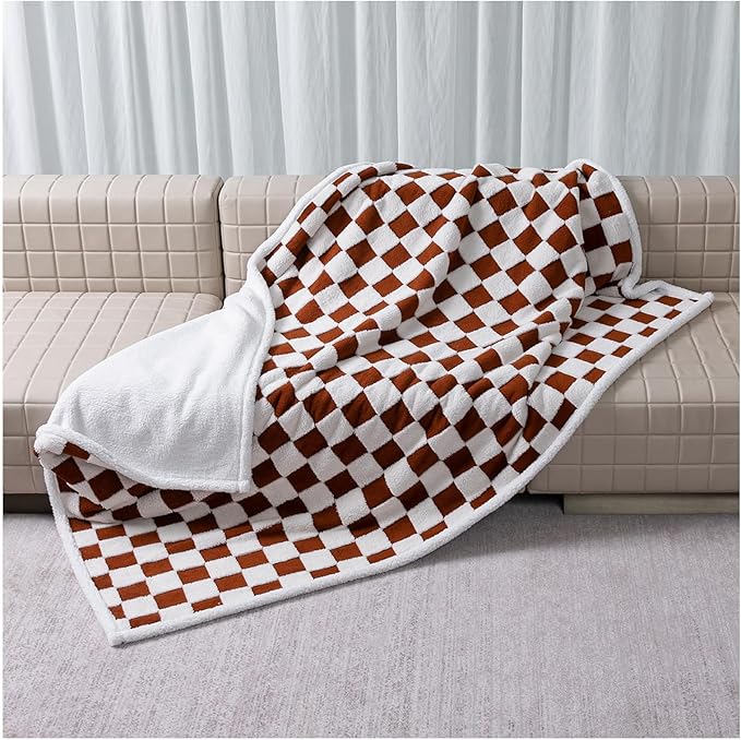 Waterproof Pet Blanket,Dog Bed Covers Couch Sofa Stylish Jacquard Pets Throw Blankets for Puppy Cats Washable Reversible Furniture Protection Covers (Coffee Check,L) by Unknown