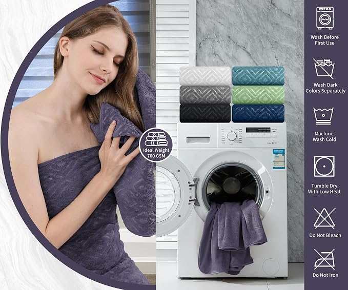 Bath Towel Set of 4 Extra Large Bath Sheet 35"x70" Oversized Bath Towel Soft Microfiber Bathroom Towel for Adults Highly Absorbent Quick Dry Towel Set for Bathroom,Hotel,Shower Bath Sheet Towel Plum - Image 6