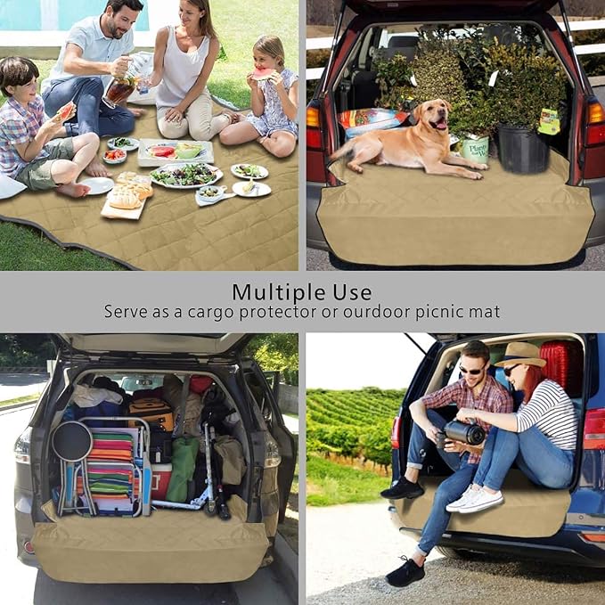 F-color SUV Cargo Liner for Dogs - Heavy Duty Cargo Cover for Mid-Size SUVs | Water Resistant, Bumper Flap, Non-Slip Mat, Car Trunk Dog Car Seat Cover Prevents Scratches Pet Hair Mud Dirt for Sedans Vans - Image 6