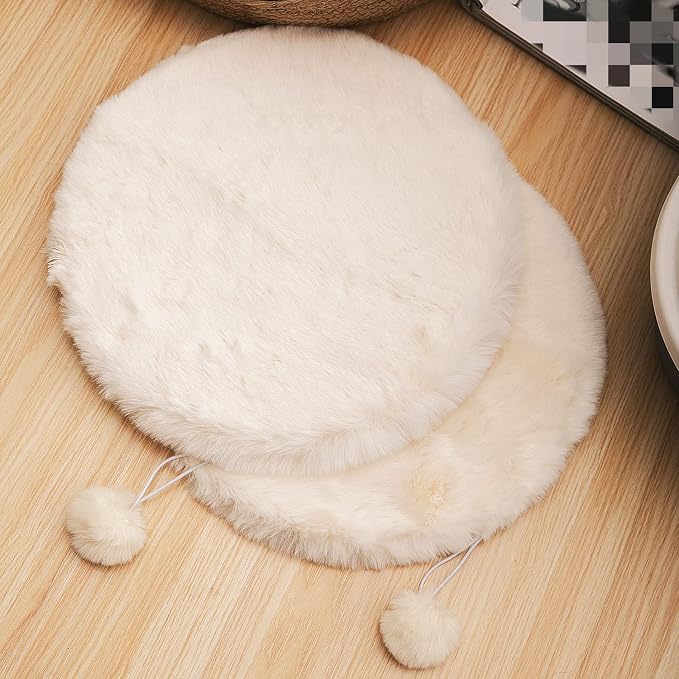 SHENGOCASE 2-Pack 14" Round Faux Rabbit Fur Cat Dog Bed Cushion Pad Mat, Cat Tree Tower Replacement Cushion Pad for Window Perch Carrier House Cage Crate Kennel Furniture by SHENGOCASE