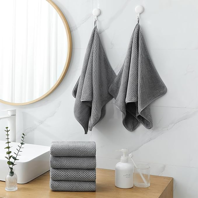 18 Piece Microfiber Bath Towels Set - 6 Bath Sheets,6 Hand Towels And 6 Washcloths,Soft Family Towels,Highly Absorbent Bathroom Towel,Quick Dry Shower Towel Luxury Towels For Hotel Spa Dorm-Dark Gray - Image 3