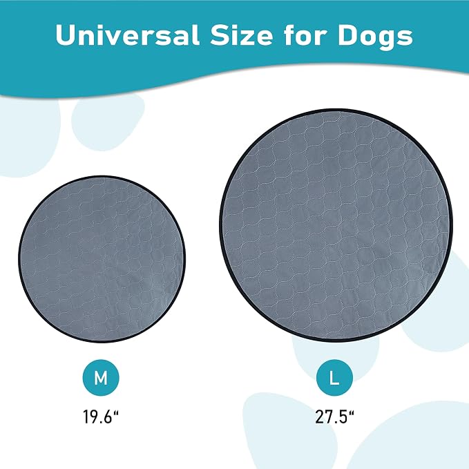 Bunlitent Washable Pee Pads for Dog, 2 Pack, 27.5 Inch Round, Grey | Reusable, Non-Slip, Waterproof, Fast Absorbent, For Dogs, Cats, Suitable For 35-39 Inches Dog Bed, Reusable Puppy Pads - Image 5