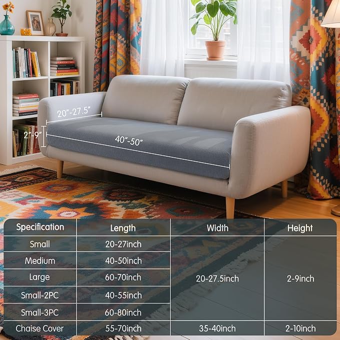 Hokway Couch Cushion Covers Stretch Cushion Covers Sofa Seat Cushion Slipcover Cushion Protector(Light Gray, Medium) - Image 3