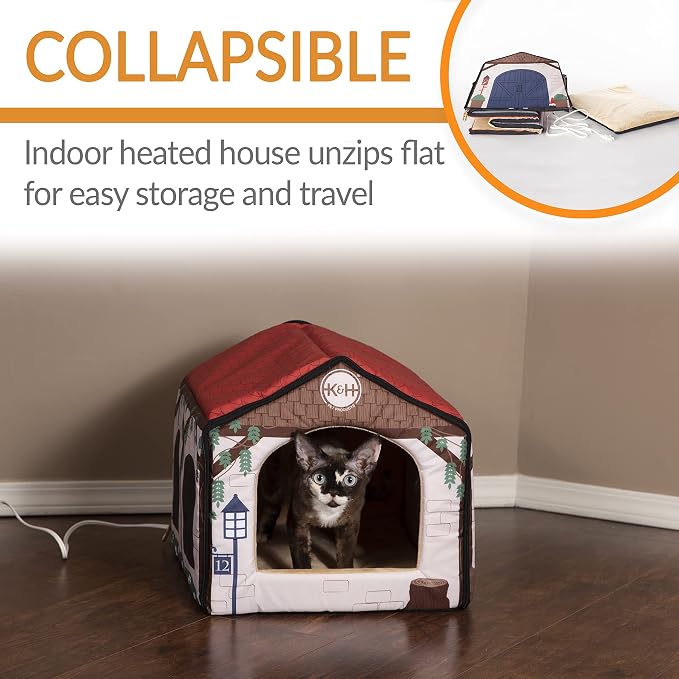 K&H Pet Products Thermo-Indoor Pet House Heated Cat Bed for Dogs and Cats Cottage Design 16 X 15 X 14 Inches - Image 3