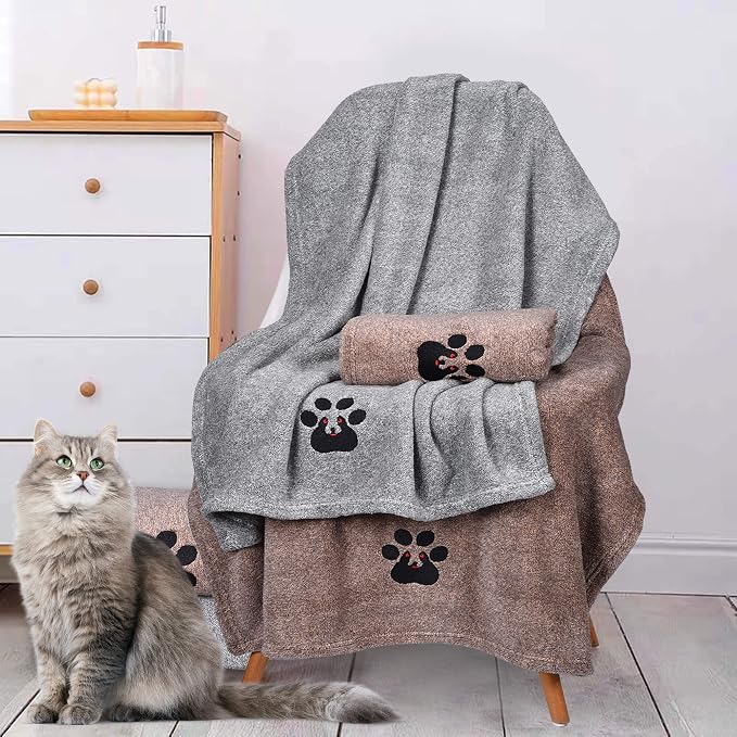 Dogvingpk Dog Towel Super Absorbent Soft Quick Drying Microfiber Pet Bath Towels for Medium & Small Dogs (M-36" * 28", Grey) - Image 5