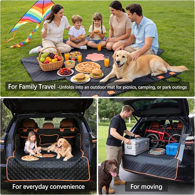 SUV Cargo Liner for Dogs,Waterproof Dog Trunk Cover for Full-Size SUVs | Waterproof PU Leather | Fits Full-Size SUVs | 19.69" Side Flaps | 19.69" Bumper Flap - Image 7