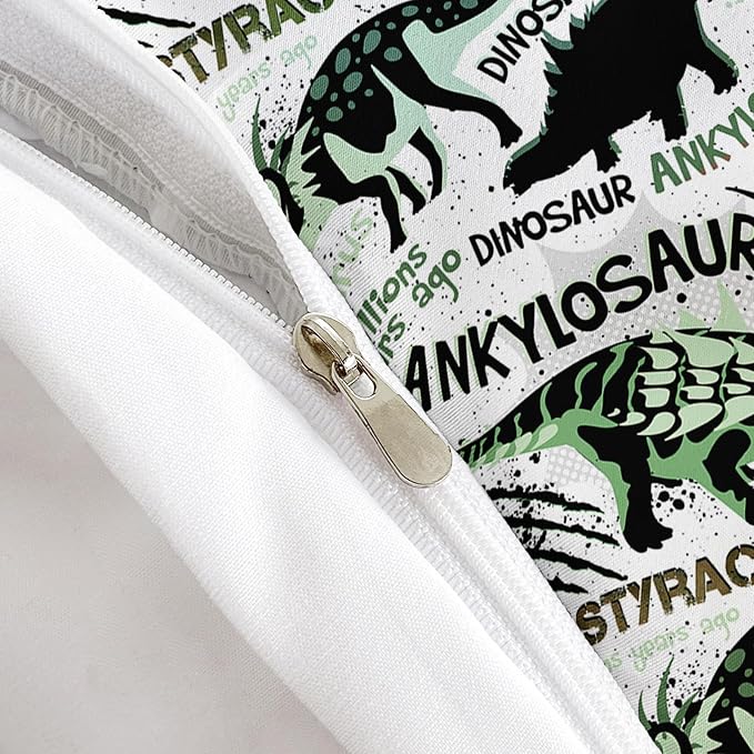 AILONEN Kids Cartoon Dinosaur Bedding Sets,Dinosaur Sketch Duvet Cover Set for Boys Girls Queen Size,Super Soft Microfiber Comforter Cover All Season Use,3-Piece,1 Quilt Cover + 2 Pillowcase - Image 6