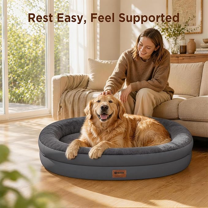 Waterproof Orthopedic Dog Bed for Medium Dogs, Dark Grey | Supportive Crate Foam Relieves Joint Pressure, 360°Bolsters, Waterproof Inner,Washable Cover, Non-slip Bottom - Image 7