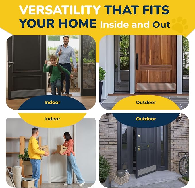PROTECTO 1-Pack Door Protector from Dog Scratching, 34x8" - Door Guard | Clear Self-Adhesive Kick Plate, Cat & Dog Scratch Shield - Bottom of Door, Interior & Exterior, Window & Sliding Doors - Image 6