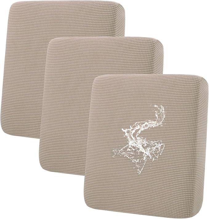hyha Waterproof Couch Cushion Covers for Pets, Non Slip Sofa Seat Cover | Stretch Jacquard Fabric, Elastic Bottom, Non Slip Fit, Waterproof Protection, Pet Hair Protection (3 Pieces) by hyha
