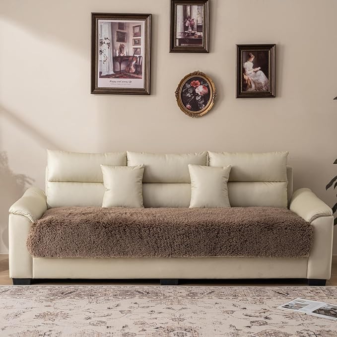 Dogs/Cats Bed Mats, Dog Pad Washable Removable Couch Cover with Anti-Slip Back, Plush Long Fur Mat, Perfect for Small, Medium and Large Dogs.(Brown, 40"x50") - Image 7