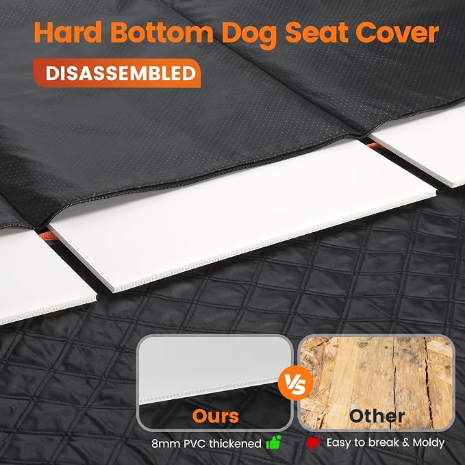 Dog Seat Cover for Back Seat, Hard Bottom Car Seat Cover for Dogs | Back Seat Extender Holds 500 lbs, Waterproof Back Seat Pet Cover for Dogs, Dog Hammock Travel Accessories for Car,SUV,Truck - Image 4