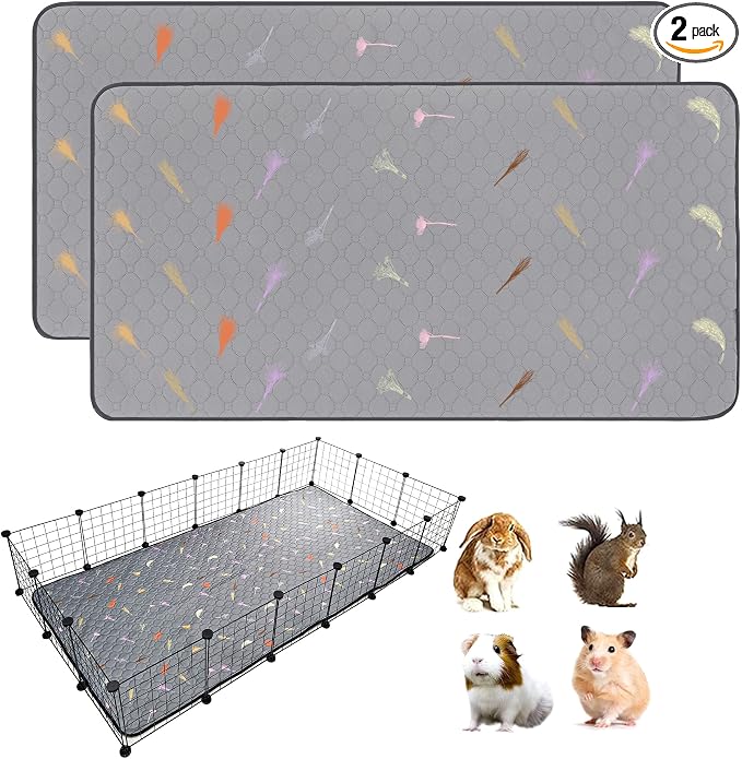 2Pcs Guinea Pig Cage Liners,Guinea Pig Fleece Cage Liners36''X72'' Super Absorbent Washable Pee Pads Reusable for Rabbit Hamster Chinchilla by LWYMX