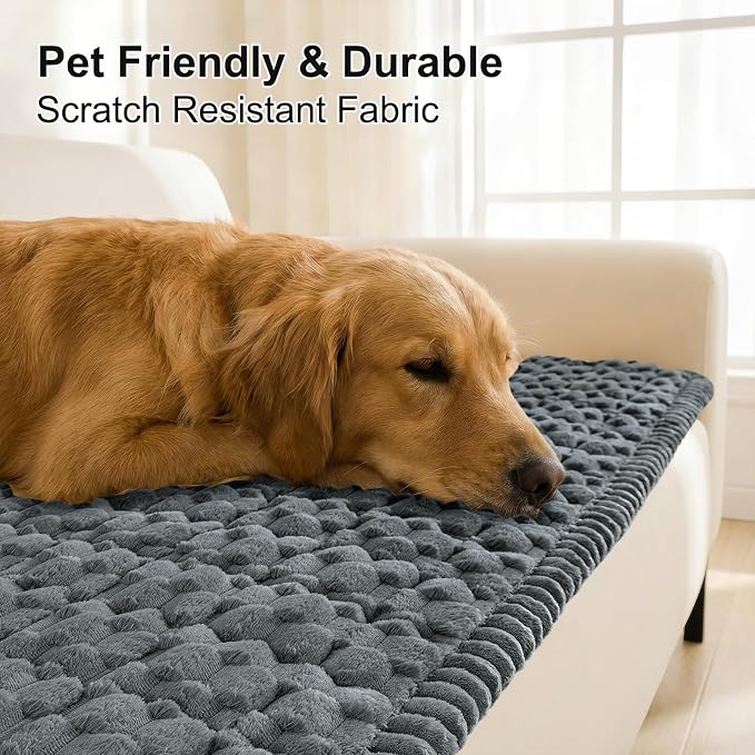 Smiry Non Slip Couch Covers for Dogs, Scratch Resistant Pet Sofa Protector | Machine Washable Soft Fuzzy Thick Furniture Cover for Sofa Loveseat Sectional Large Dogs, Dark Grey, 27.6" x 59" - Image 3