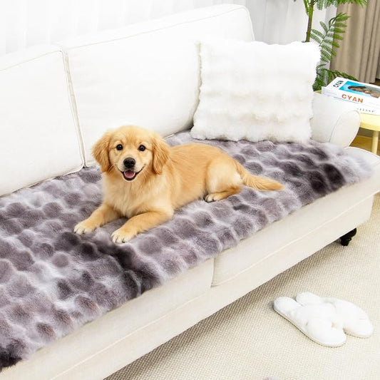 Sofa Covers Washable, Non Slip Couch Covers for Dogs Soft Thick Fuzzy Cover Mat for Leather Sofa and Couch, Pet Friendly Plush Sofa Slipcover for Dog Cat Pet Furniture Loveseat Protector, 27.6"x59.1" by UOFON