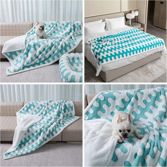 Waterproof Pet Blanket Blue Super Big Dog Blankets for Bed 85x85in Couch Sofa Covers for Puppy Cats Furniture Protection Washable Reversible Covers (Blue Wave,XXL) by Unknown