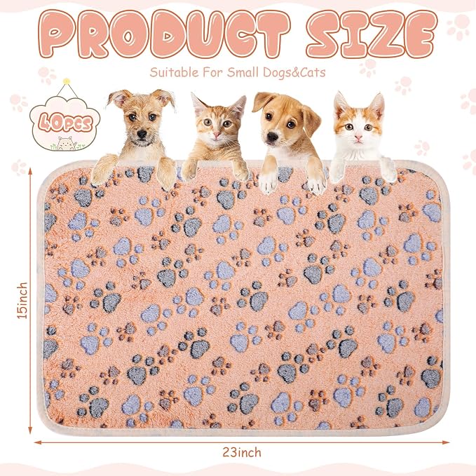 Chumia 40 Pcs Dog Blankets Soft Fluffy Fleece Washable Puppy Sleep Blankets Small Mat for Pets Throw Warm Bed Mat for Dog Puppy Cat (Brown,White,Black,Blue,Paw) - Image 2