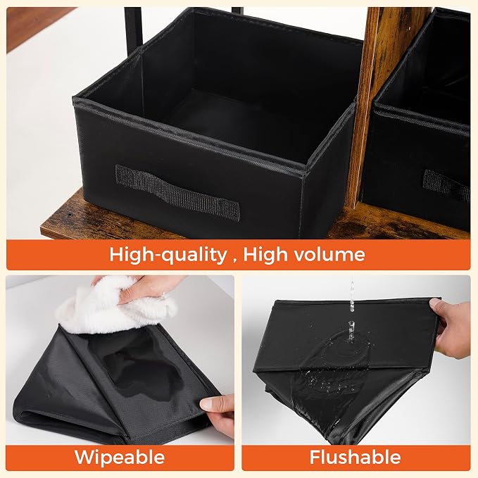 Dwanton Litter Box Enclosure with 3 Storage Shelves and 2 Drawers, 2-in-1 Hidden Cat Litter Box Enclosure Furniture with Shelf, Reversible Entrance, Washable Drawers, 61.8-Inch, Rustic Brown - Image 6