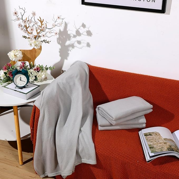Macarrie 30 Pcs Fleece Blankets Bulk 50 x 60 Inch Soft Fleece Throw Blankets Warm Lightweight for Home Office Wedding Guest Gift Spring Outdoor Camping Travel Homeless Pet Lap Sofa Bed (Gray) - Image 7