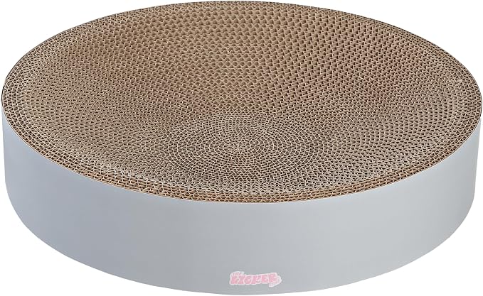CSR1010K Nelson 20.13" Modern Cardboard Round Bowl Cat Scratcher with Catnip, Fog - Image 6