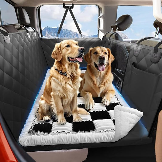 Dog Bed for Car Back Seat, Non-Slip Backseat Pet Mat XL, 59”X27.5” | Soft Blanket for Travel, Plaid Flannel, Quilted PP Cotton Filling, Non-Slip Backing, Machine Washable, Fit Backseat Extenders by ROUWINNE