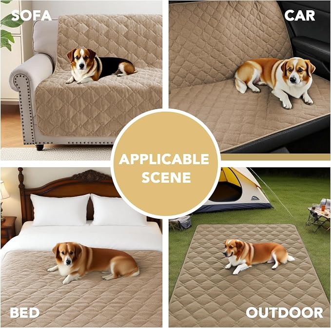 H.VERSAILTEX Couch Cover Chenille Pet Fuzzy Sofa Covers for 3 Cushion Couch and Bed Anti Slip Washable Sofa Slipcovers Soft Couch Protector Cover for Dogs Cats Kids(68" x 82",Khaki) - Image 5