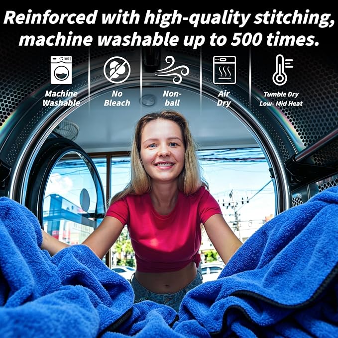 20 Pack Microfiber Towels for Cars, 24" x 16" Dual-Sided Car Drying Towel | 400 GSM Highly Absorbent, Lint-Free Microfiber Cleaning Cloths for Scratch-Free Drying, Detailing, Buffing, Polishing Cars - Image 3