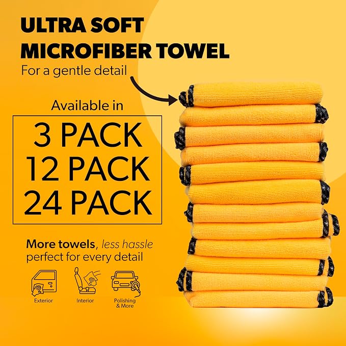 Chemical Guys, Professional Microfiber Towels, 16 x 16 in, Gold, 12 Pack | Ultra-soft, scratch-free towels to buff wax, dry panels and clean glass and interiors, machine washable - Image 2