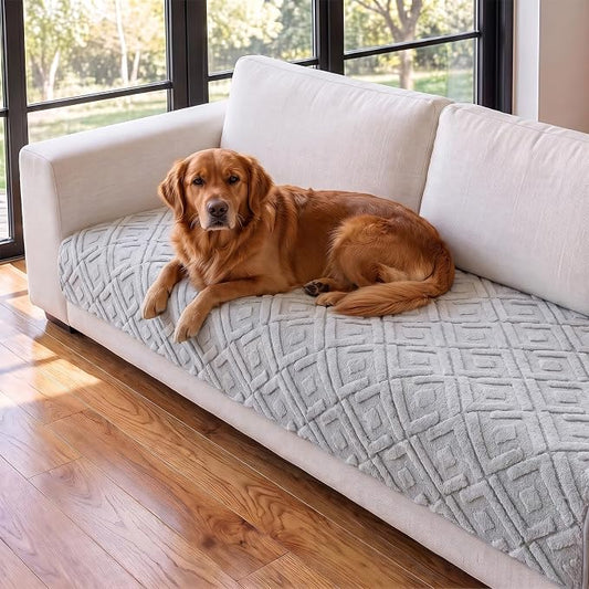 KRFOONN Couch Armrest Covers for Dogs Washable Plush Sofa Protector Grey by KRFOONN