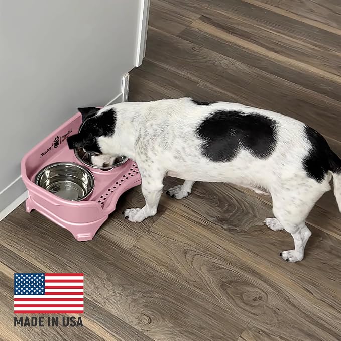 Neater Feeder Express Mess Proof Dog Bowls Elevated for Small Breed – Made in USA – No Spill Raised Slow Feeder Elevated Dog Bowl Stand, Stainless Steel Food and Water Bowl Set, Pink - Image 4
