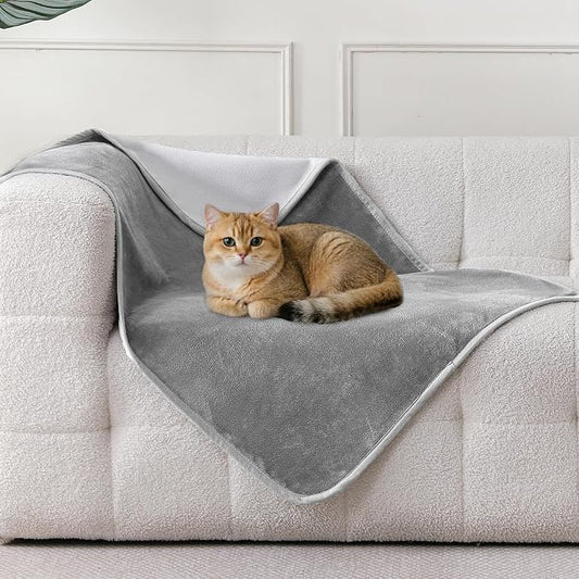 Waterproof Blanket 30"x40" for Dogs Cats, Grey/Light Grey | Reversible Waterproof Bed Cover for Pets, Soft Leakproof Blanket for Bed Couch Sofa, Furniture Protector by Yaning