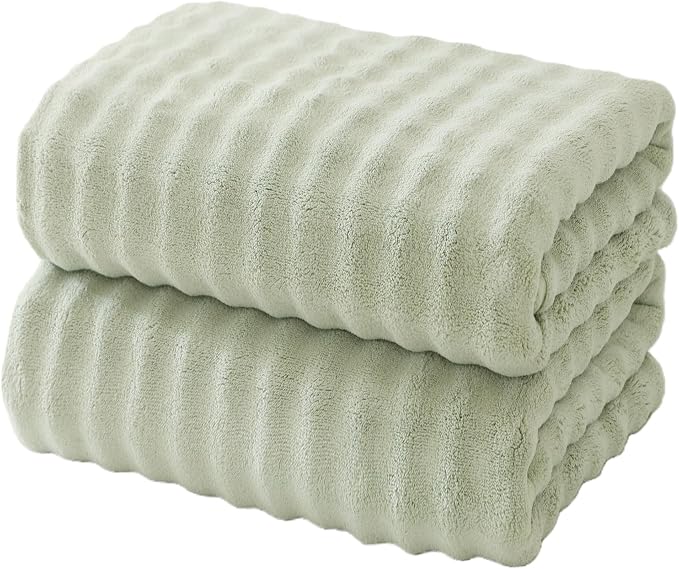 Bath Sheets 40x80 Inches Microfiber Extra Large BathTowels Super Soft Absorbent Quickly Dry Shower Towels for Bathroom (Sage Green,PK 2) by FITIFINE