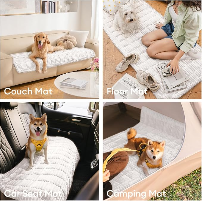 FUNNY FUZZY Pet Couch Covers for Sofa, Washable Dog Couch Cover Protector for Dogs, Flannel Couch Covers for Dogs Pet Friendly Pets Mat Bed (White, 19.7"x19.7") - Image 5